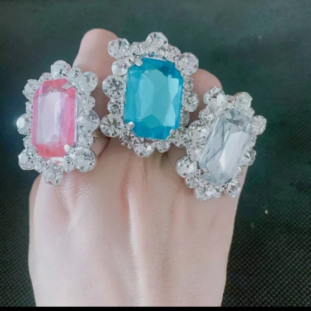 Rhinestone statement rings